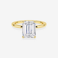 Emerald Cut Moissanite Diamond Classic Solitaire Engagement 18k Gold Ring