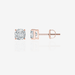 Cushion Cut Moissanite Diamond Solitaire Certified Stud 18k Gold Earrings