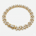 Classic Flower Petal Moissanite Diamond Fashion Sterling Silver Bracelet