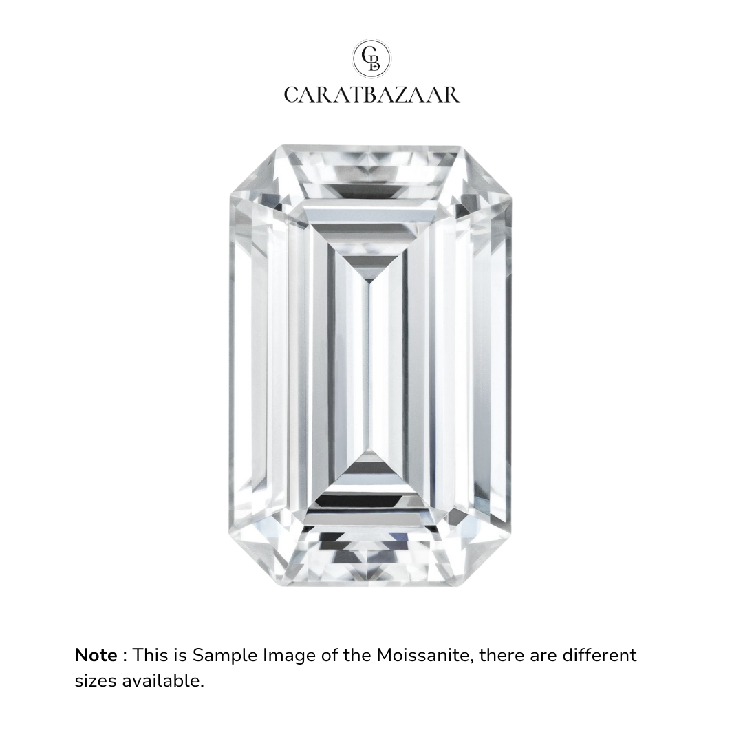 Emerald Cut Certified Moissanite Diamond D VVS1