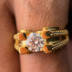 Moissanite Diamond, Albert Men's 18k Gold Ring