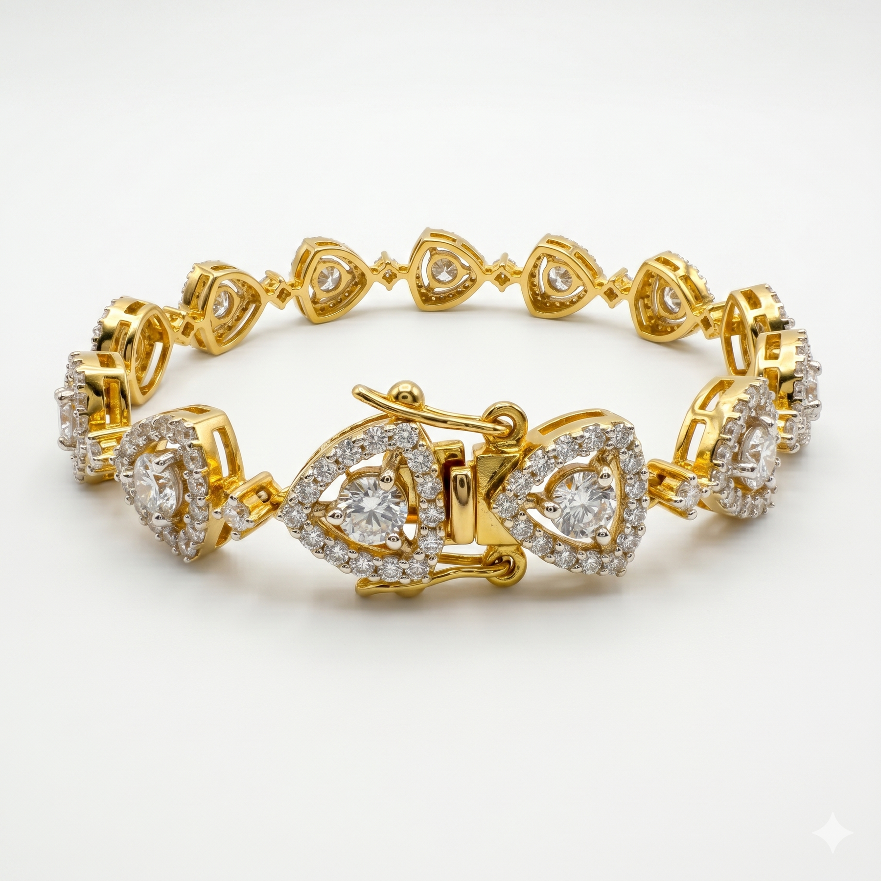 Round Cut Moissanite Diamond Fashion Sterling Silver Bracelet