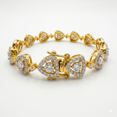 Round Cut Moissanite Diamond Fashion 18k Gold Bracelet