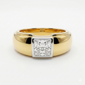 Princess Cut Moissanite Diamond Men's 18k Gold Ring