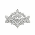 Marquise & Round Cut Lab Grown Diamond 9K Gold Engagement Ring