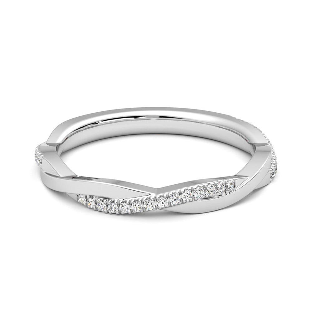 Round Cut Lab Grown Diamond Twisted Wedding Band 9K Gold Ring