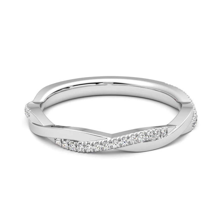 Round Cut Moissanite Diamond Twisted Wedding Band Sterling Silver Ring
