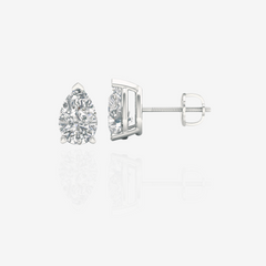 Pear Cut Lab Grown Diamond Certified Stud 18k Gold Earrings