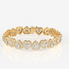 Heart Halo Moissanite Diamond 18K Gold Bracelet
