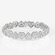 Heart Halo Moissanite Diamond Fashion Sterling Silver Bracelet