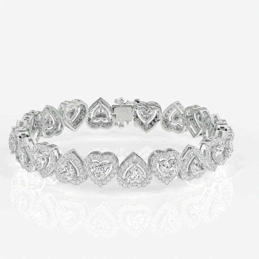 Heart Halo Moissanite Diamond Fashion Sterling Silver Bracelet