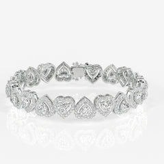 Heart Halo Moissanite Diamond 18K Gold Bracelet