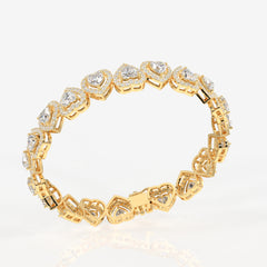 Heart Halo Moissanite Diamond 18K Gold Bracelet