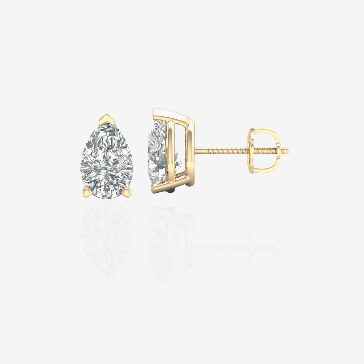 Pear Cut Lab Grown Diamond Certified Stud 14k Gold Earrings