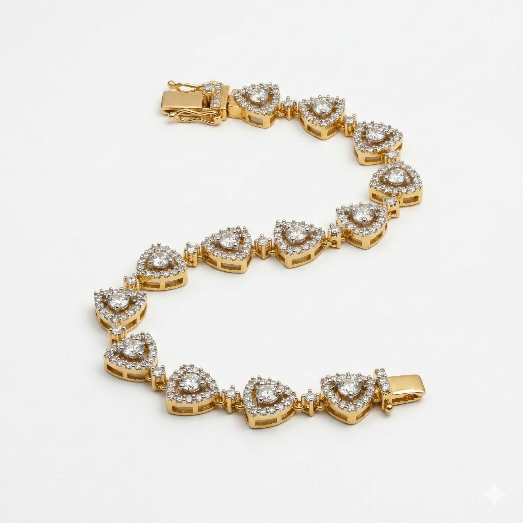 Round Cut Moissanite Diamond Fashion Sterling Silver Bracelet