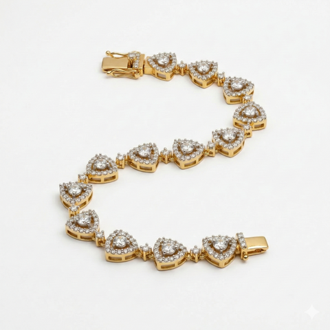 Round Cut Moissanite Diamond Fashion 18k Gold Bracelet