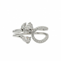 Pear & Round  Moissanite Diamond Sterling Silver Engagement Ring