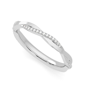Round Cut Moissanite Diamond Twisted Wedding Band Sterling Silver Ring