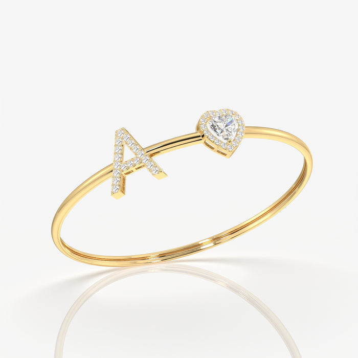 Alphabet Charm Moissanite Diamond Sterling Silver Bracelets