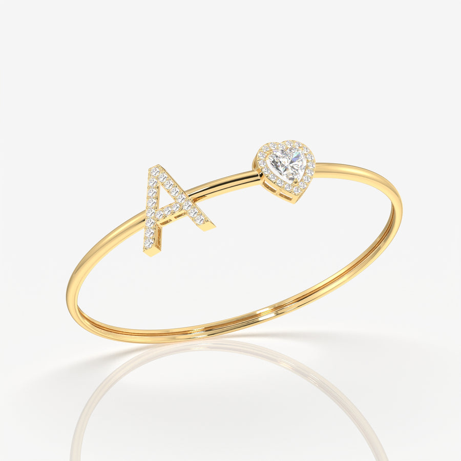 Alphabet Charm Moissanite Diamond Sterling Silver Bracelets