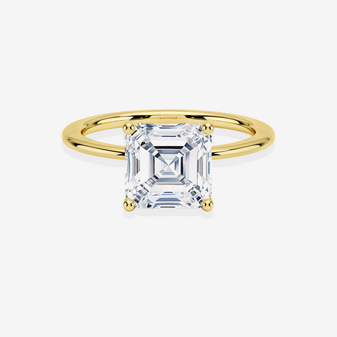 Asscher Cut Moissanite Diamond Classic Solitaire Engagement 14K Gold Ring