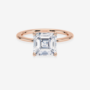 Asscher Cut Moissanite Diamond Classic Solitaire Engagement 14K Gold Rings