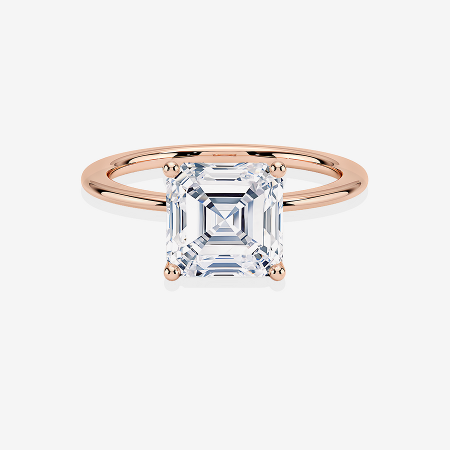 Asscher Cut Moissanite Diamond Classic Solitaire Engagement 14K Gold Rings