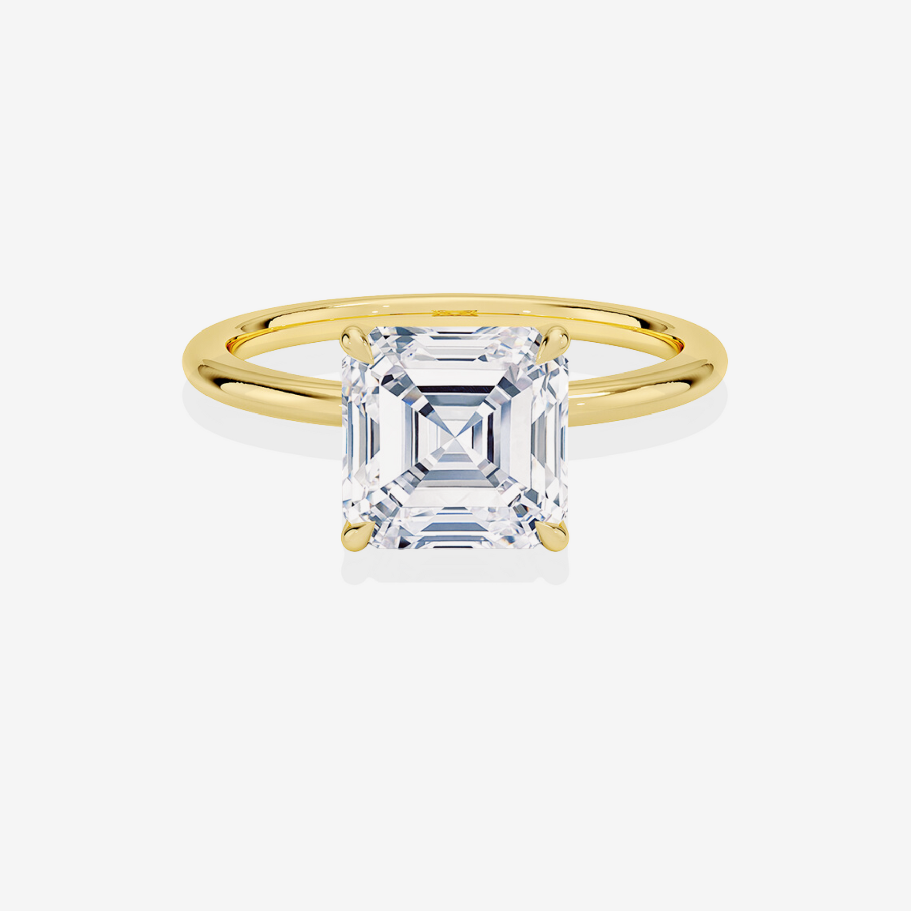 Asscher Cut Moissanite Diamond Petite Solitaire Engagement 14k Gold Ring