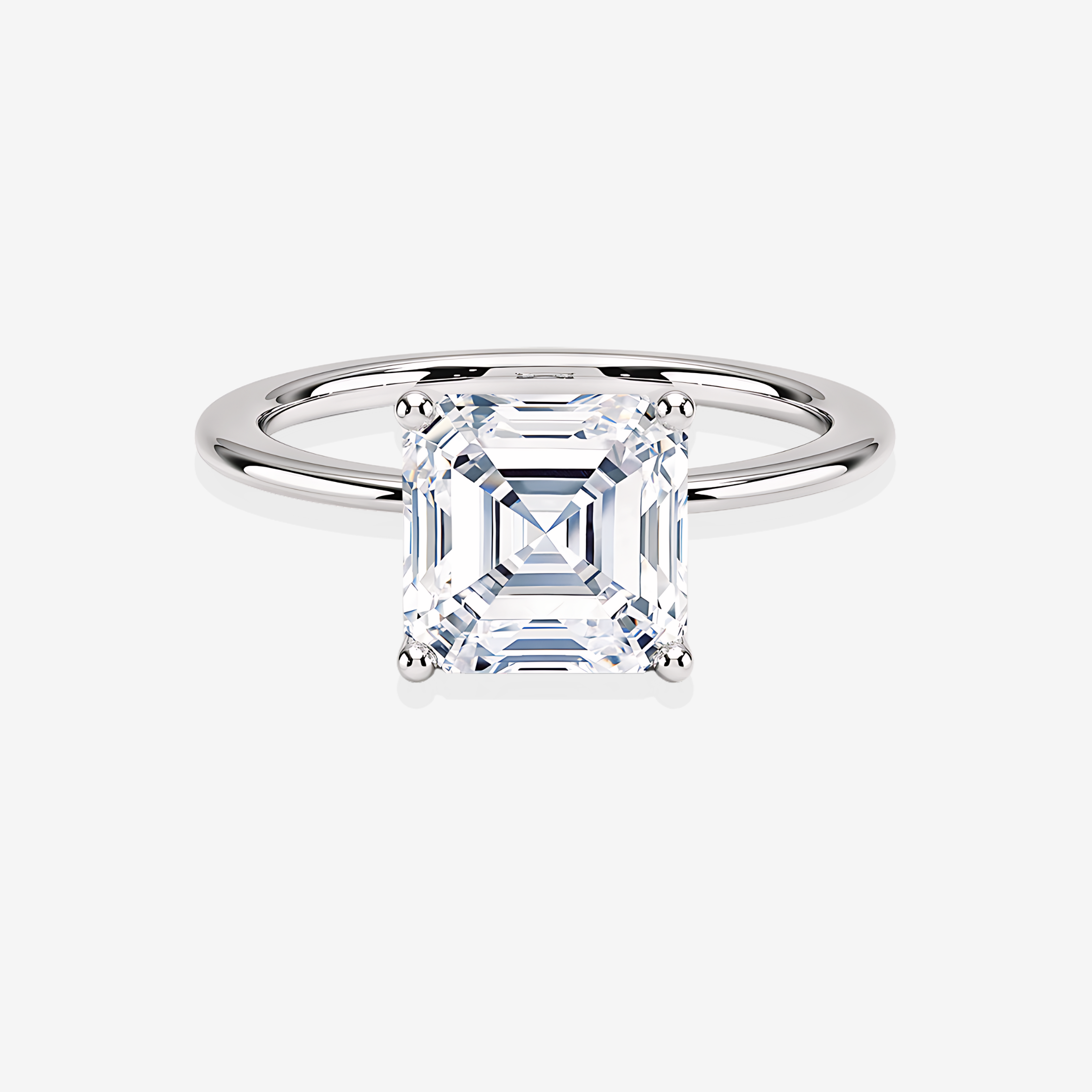 Asscher Cut Moissanite Diamond Cathedral Solitaire Engagement 14K Gold Rings 