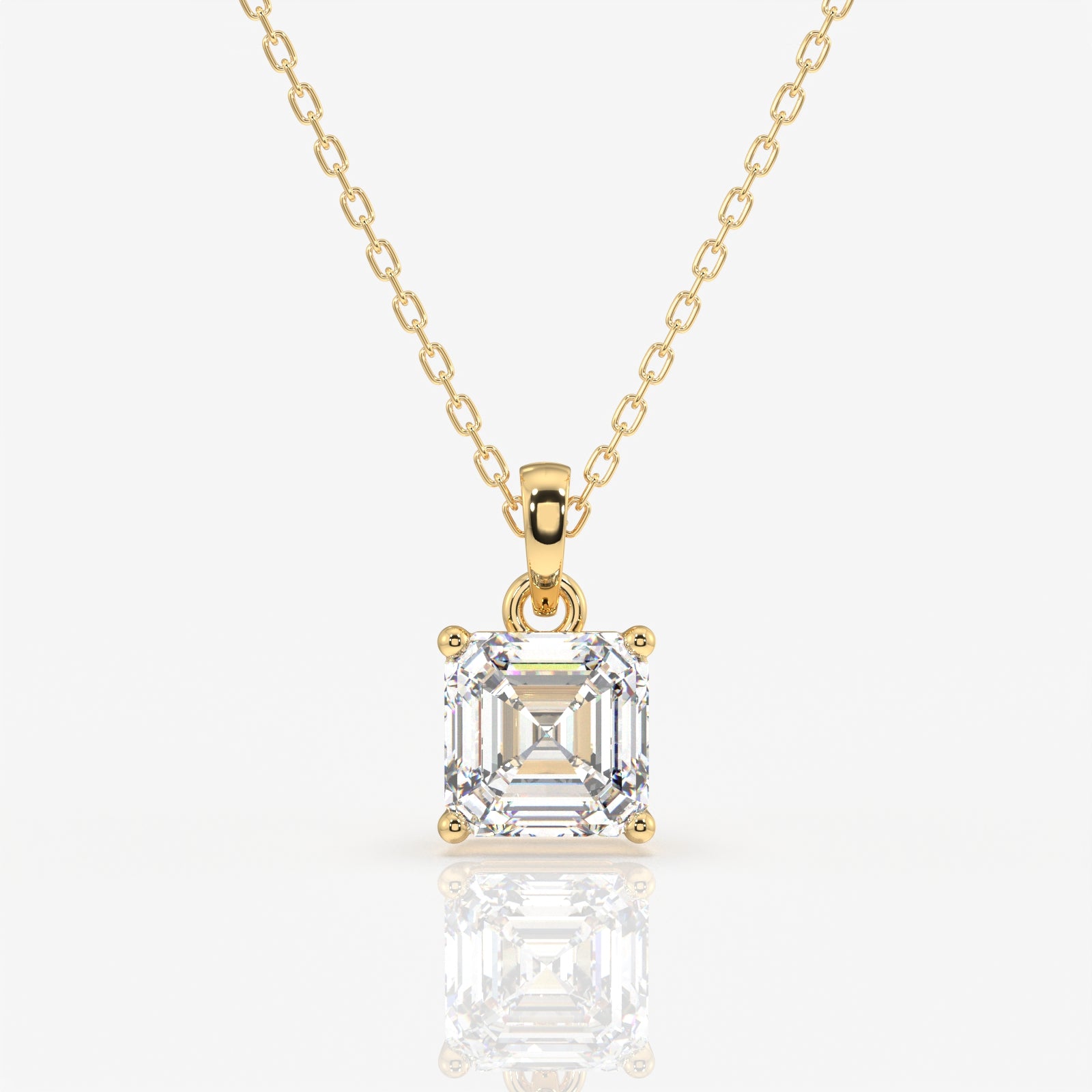 Asscher Cut Lab Grown Diamond Solitaire 14k Gold Pendant