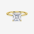 Asscher Cut Moissanite Diamond Cathedral Solitaire Engagement 14K Gold Ring
