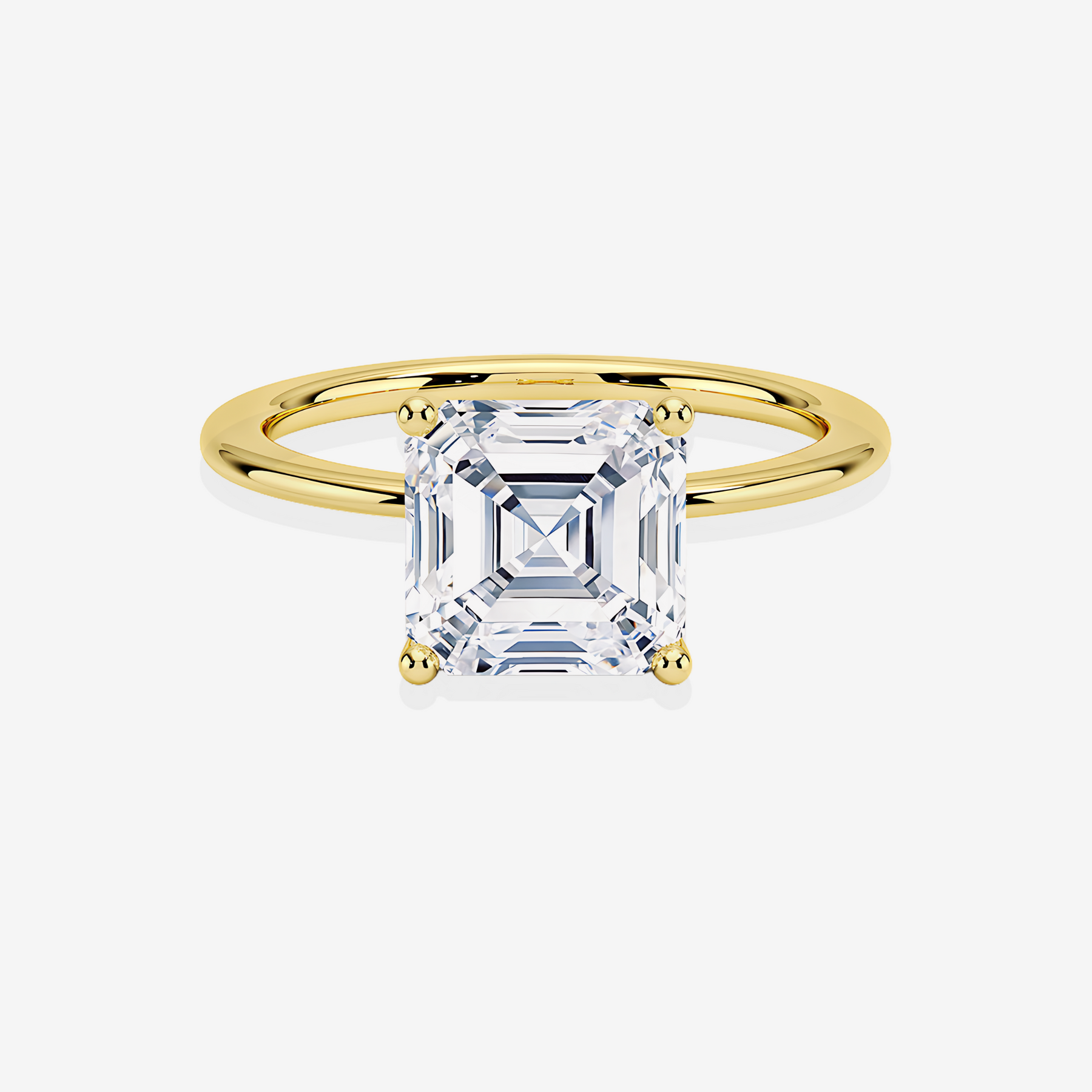 Asscher Cut Moissanite Diamond Cathedral Solitaire Engagement 14K Gold Ring