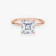 Asscher Cut Moissanite Diamond Petite Solitaire Engagement 14k Gold Rings