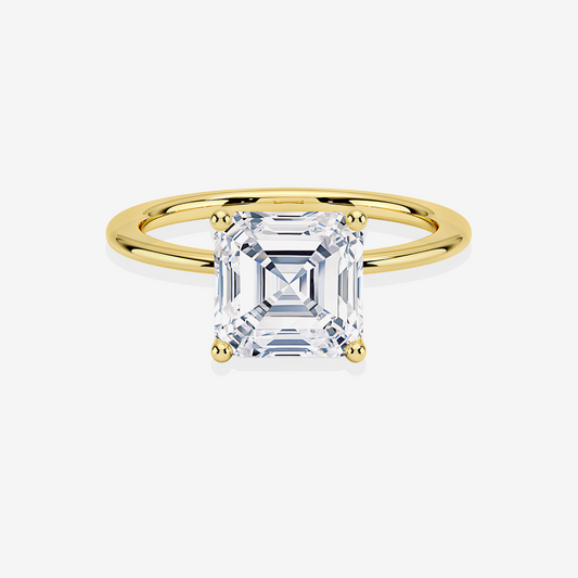 Asscher Cut Moissanite Diamond Provence Solitaire Engagement Sterling Silver Ring
