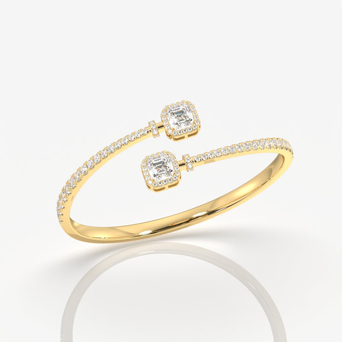 Asscher Cut Moissanite Diamond Sterling Silver Bracelets