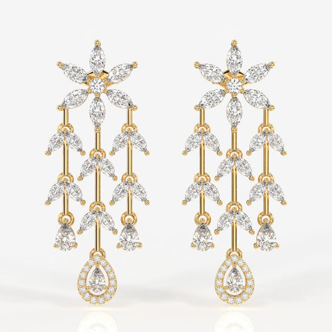 Aurora Cascade Moissanite Danglers 14k Gold Earrings