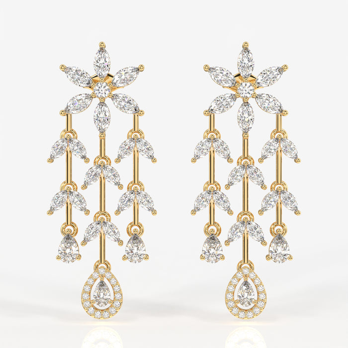 Aurora Cascade Moissanite Danglers 14k Gold Earrings