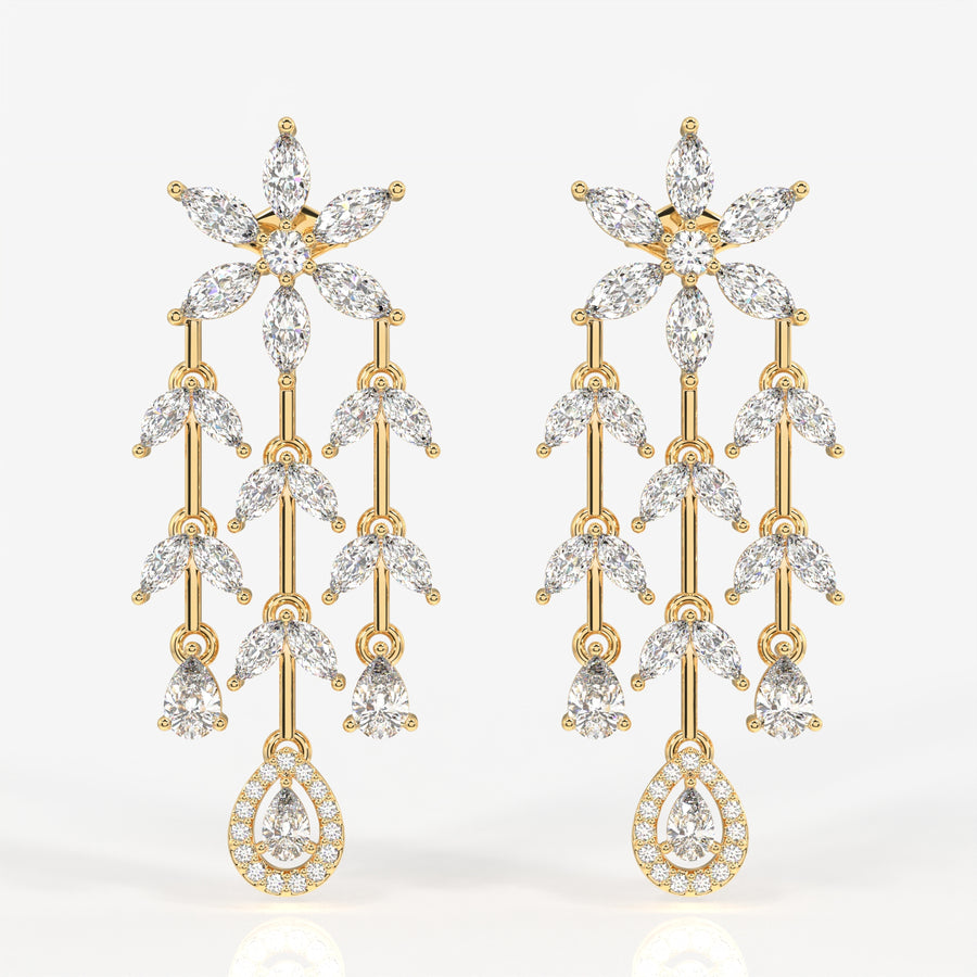 Aurora Cascade Moissanite Danglers 14k Gold Earrings