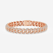 Round Cut Moissanite Diamond Cuban Sterling Silver Bracelet