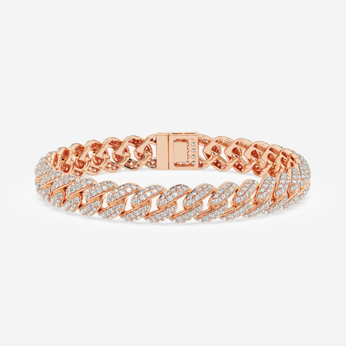 Round Cut Moissanite Diamond Cuban Sterling Silver Bracelet