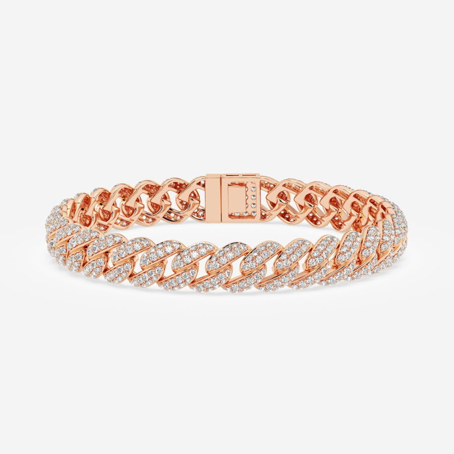 Round Cut Moissanite Diamond Cuban Sterling Silver Bracelet