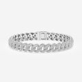 Round Cut Moissanite Diamond Cuban Sterling Silver Bracelet