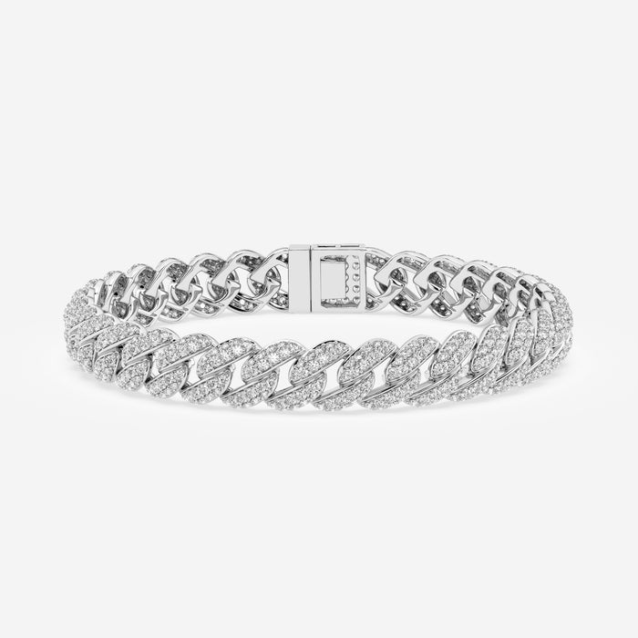 Round Cut Moissanite Diamond Cuban Sterling Silver Bracelet