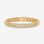 Round Cut Moissanite Diamond Cuban Sterling Silver Bracelet