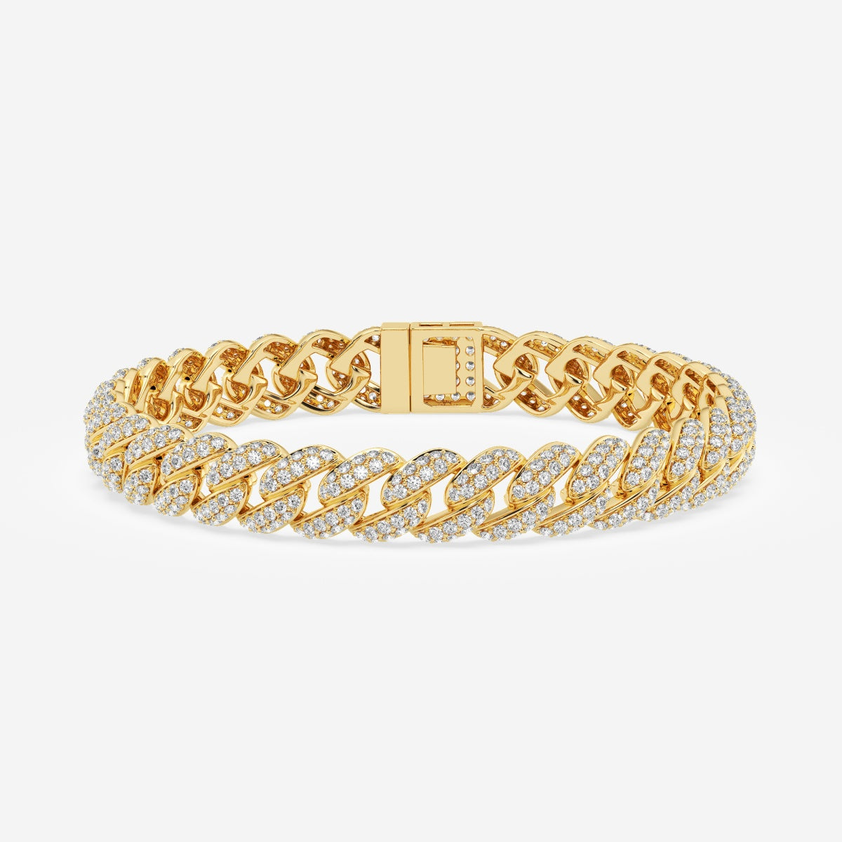 Round Cut Moissanite Diamond Cuban Sterling Silver Bracelet