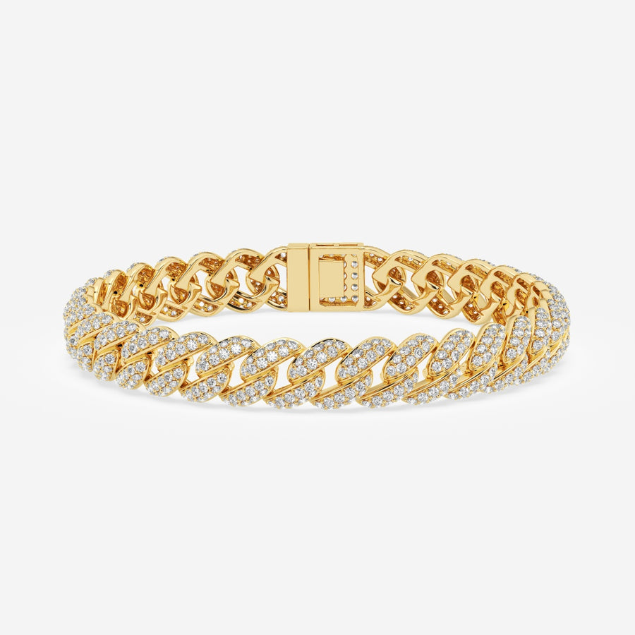 Round Cut Moissanite Diamond Cuban Sterling Silver Bracelet