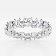 Alternating Heart Cut Moissanite Diamond Eternity Sterling Silver Band