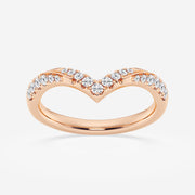 Round Cut Moissanite Diamond Ribbon Curve Sterling Silver Band Ring