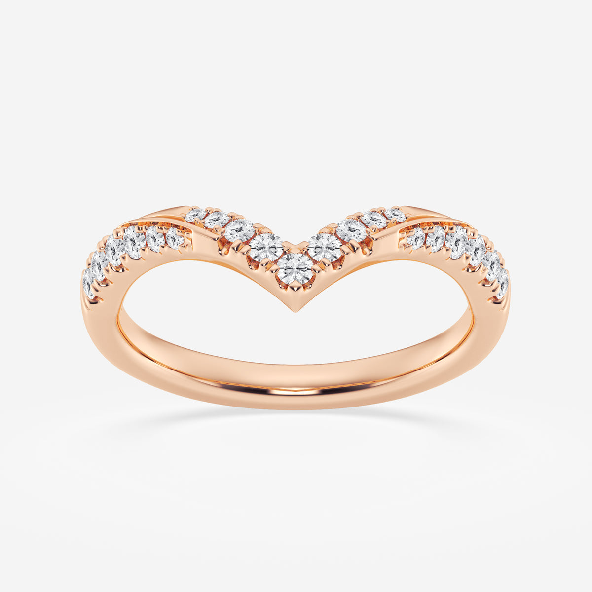 Round Cut Moissanite Diamond Ribbon Curve Sterling Silver Band Ring