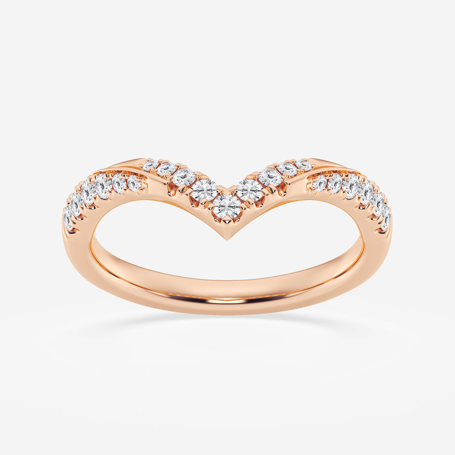 Round Cut Moissanite Diamond Ribbon Curve Sterling Silver Band Ring
